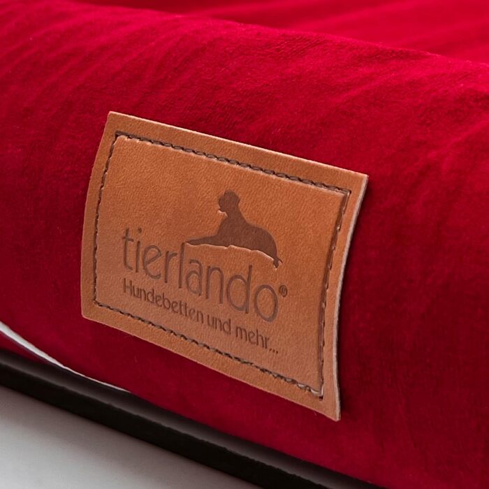 Ортопедичне ліжко для собак Tierlando Tiffany Couture XL XXL: велике собаче ліжко з меморі-піною, знімний чохол, 145x105 см, темно-червоний