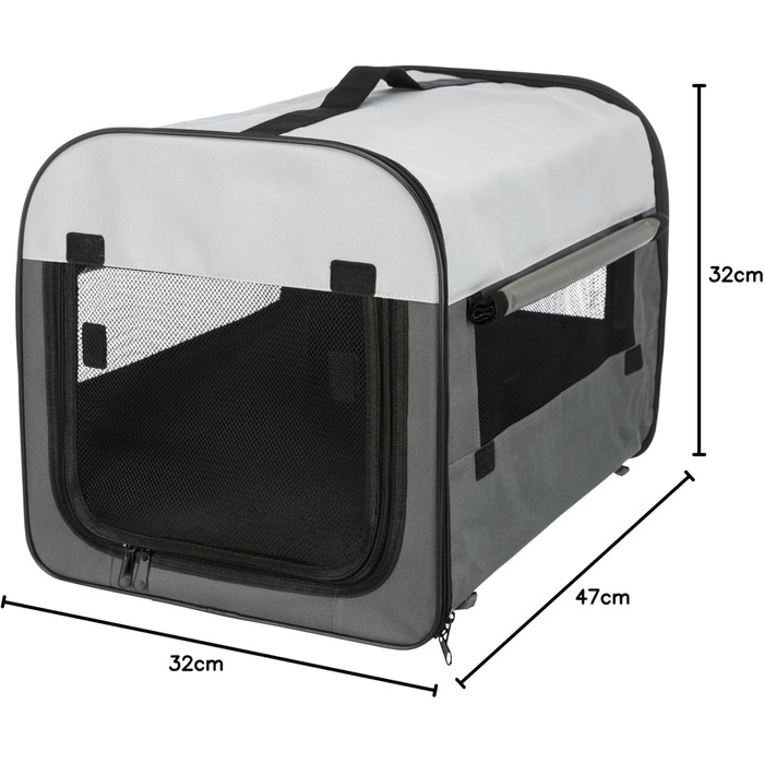 Тріксі переносна переносна клітка для собак Basic, XS, 32x32x47 см, з сіткою, флісовою підкладкою, 3 кишенями, кріпленнями та сумкою