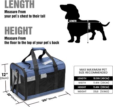 Транспортна переноска для собак та котів HITSLAM, складана, для подорожей, зелена/блакитна (M)