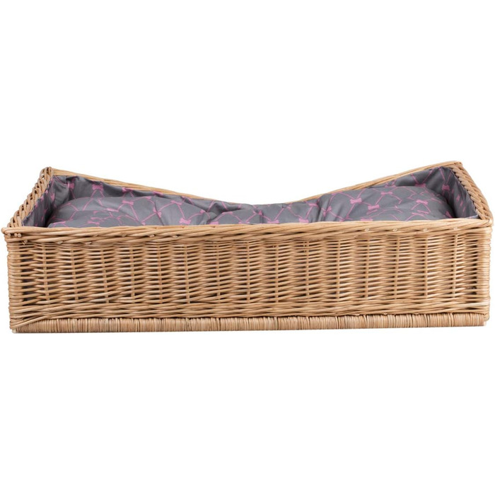 Корзина для собак та котів з ротангу, лежанка для тварин, 80x50 см, з подушкою сірого кольору