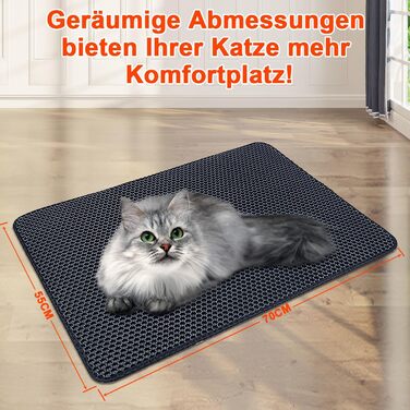 Килимок під лоток для котів AidSci, 70 x 55 см, водовідштовхувальний, з коміркою, легко миється