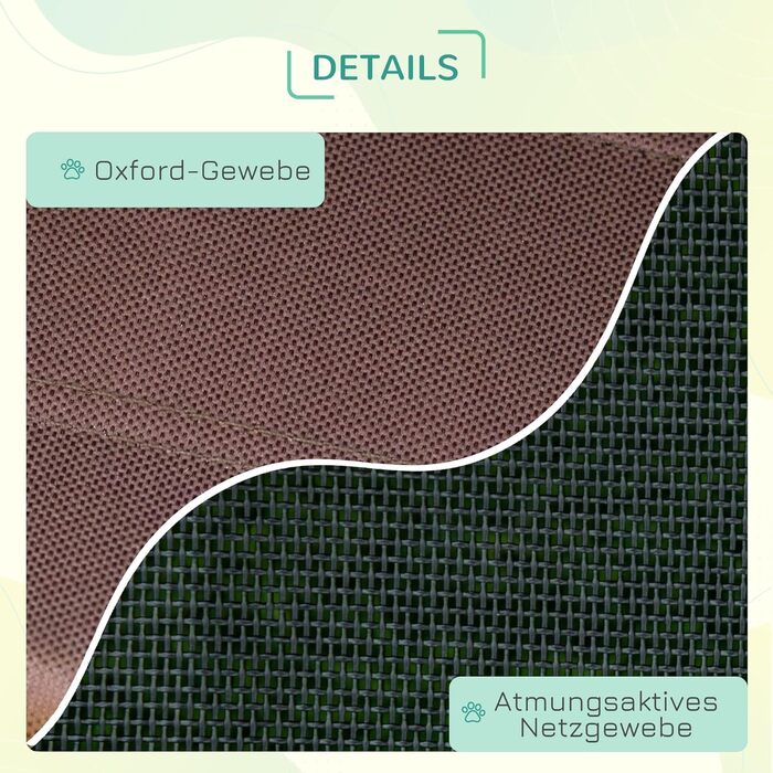 Підвищене собаче ліжко PawHut з балдахіном, лежанка для тварин, лежанка для собак Outdoor з дахом, дихаюча, з тканини Taft для кемпінгу, колір кава/чорний, розмір 76 x 61 x 73 см