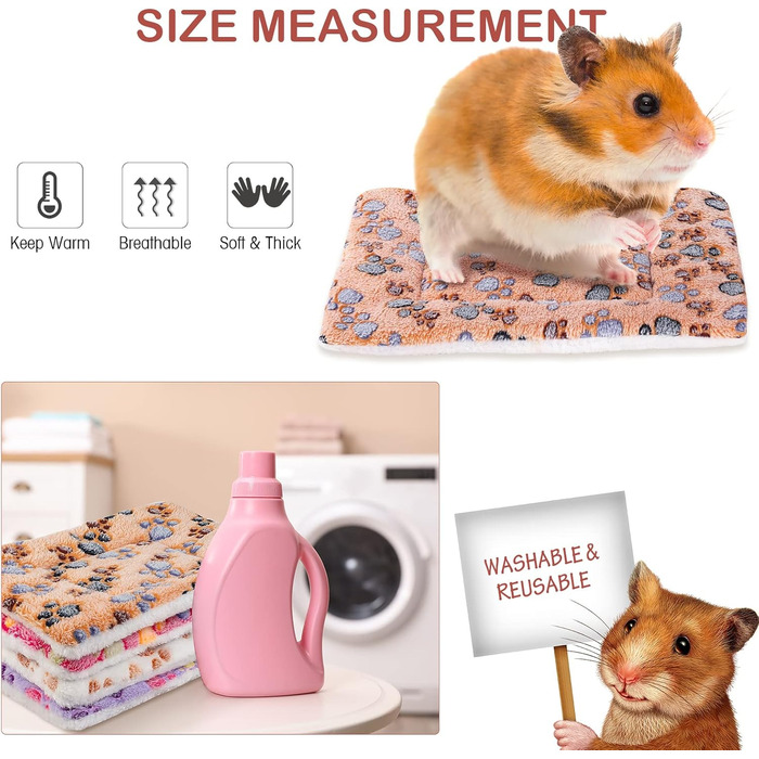 М'які лежанки для тварин Hestya (4 шт.) з милим малюнком, 32x25 см. Лежанка для собак, котів, кішок, морських свинок, підстилка у клітку, флісова, перевертається, товста, для миття.