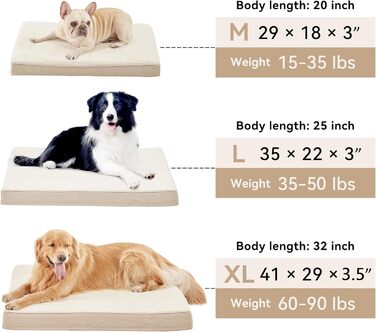 Ортопедичне велике собаче ліжко з Memory Foam, ліжко для собак з охолоджуючою гелевою матрацом, водонепроникним підкладом та знімним плюшевим покривалом для великих собак X-Large, 104x74x10 см, Бежевий (Memory Foam)