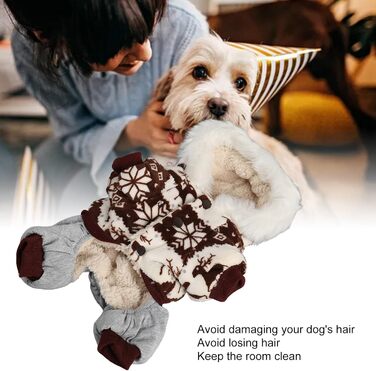 Зимовий теплий костюм для собак з капюшоном, м'який, з візерунком Сніжинка/Олень, для малих та середніх собак (M), колір кава