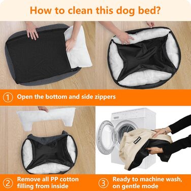 Ліжко для собак, м'яке, знімний чохол, бежеве, 90 x 75 x 25 см