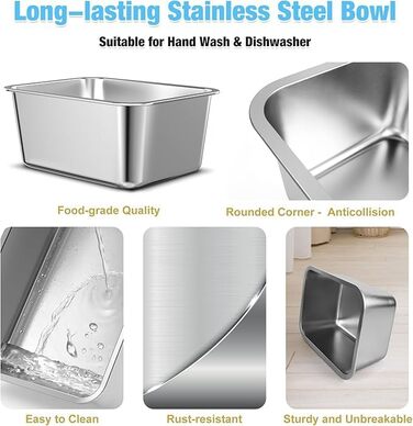 Підвищений миска для собак об'ємом 9.1 л з нержавіючої сталі з підставкою, 36 см заввишки для великих порід собак, стабільний металевий фуршет для полегшення суглобів, легко миється для використання в приміщенні та на вулиці