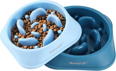 Миска для собак MateeyLife Slow Feeder - повільна годівниця, синій/темно-синій, середня