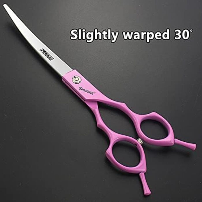 Ножиці для грумінгу тварин 17,8 см, професійні інструменти для догляду за шерстю, вигнуті ножиці для позитивного та негативного стриження, підходять для собак та кошенят, з нержавіючої сталі