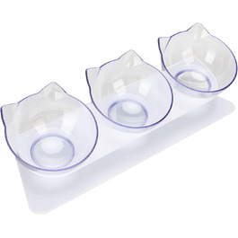 Набір піднятих мисок для котів, 3 прозорі миски на підставці, для котів та маленьких собак