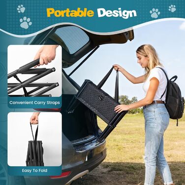 Рампа для собак, автомобіля, складна, до 80 кг, антиковзаюча поверхня, алюмінієвий каркас, для SUV та великих собак