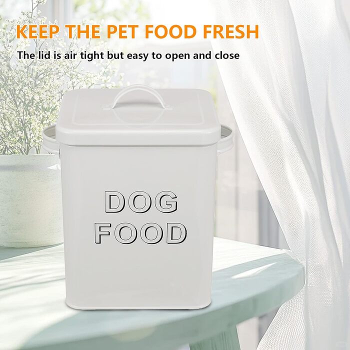 Контейнер для корму для собак, 5л, з кришкою та мірною ложкою – герметичний контейнер для сухого корму, білий, для зберігання корму та ласощів, для дому