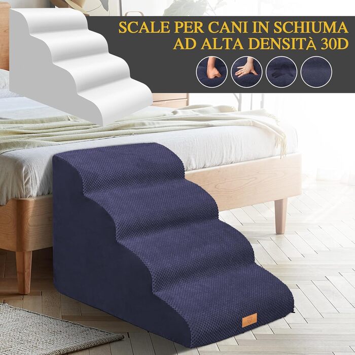 Сходинка для собак Masthome з 4 сходинками, для маленьких собак, з антиковзким покриттям, знімний чохол, для дивану, ліжка