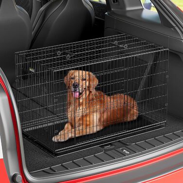 Zoomundo XXL клітка для собак, металева переноска 121x74x81 см, складаний вольєр з пластиковим піддоном, чорний