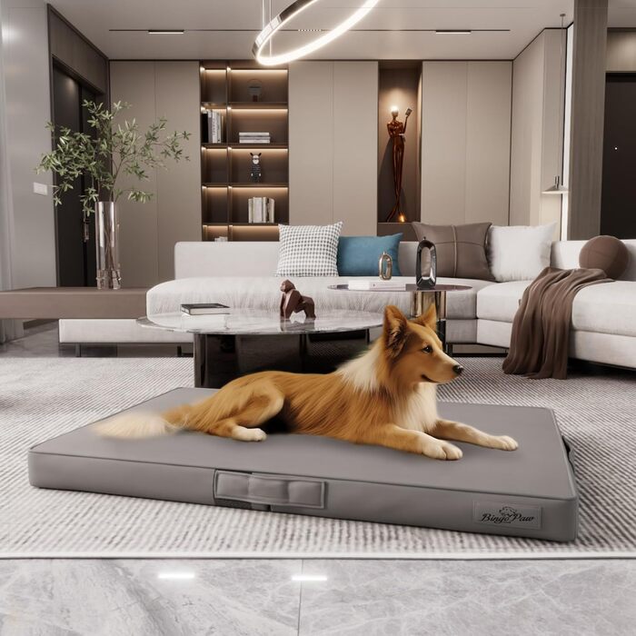 Ортопедичне собаче ліжко BingoPaw: велике, з м'якої PU шкіри, водонепроникне, 110x78x9 см