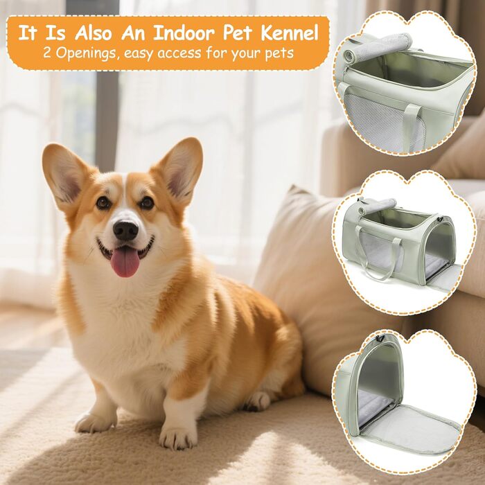 Транспортна переноска для котів та собак великих порід, XL, 53x36x34 см, зелена