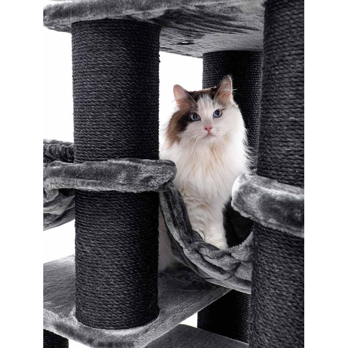 Драбина для котів Petrebels Skyline XXL, 186 см, чорна. Підходить для великих котів, таких як Мейн-кун