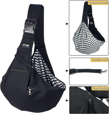 NATUYA Сумка-переноска для собак та котів, бавовняна, чорна, для прогулянок та подорожей