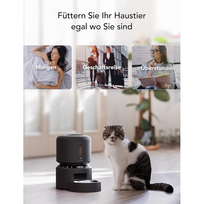 Автомат годування котів PETLIBRO для вологого корму з мискою з нержавіючої сталі, з напівпровідниковим охолодженням, Wi-Fi управління через додаток, 3 дні свіжості, годівниця для вологого корму (темно-сірий)
