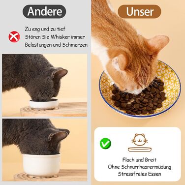 Набір мисок для котячого корму Napf Katze з кераміки, набір 6 шт. з антиковзною підкладкою, об'єм 250 мл, серія 