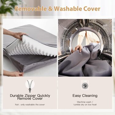 Зручне ортопедичне ліжко для собак великих та середніх порід, вологостійке, знімний чохол, сірий колір (36x27x3 дюйми)