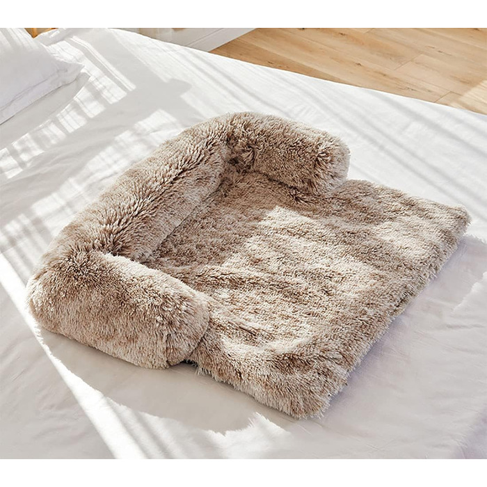 М'який лежак для собак та котів: лежанка-матрац, килимок для собак, захист дивану, водонепроникне дно, ковдра для собак, миється, 76x76x15 см, прямокутна, білий кавовий колір