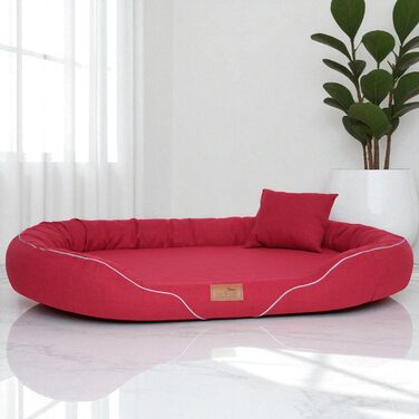 Ортопедичне ліжко для собак Tierlando Tiffany Couture XL XXL: велике собаче ліжко з меморі-піною, знімний чохол, 145x105 см, темно-червоний