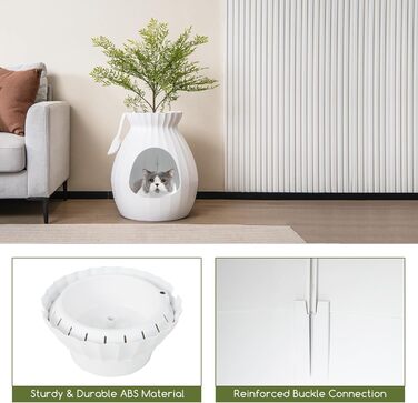 Квітча для котів SOARS з лопаткою, туалет для котів з інтелектуальною системою видалення запаху, великий лоток для котів XXL з фіранкою, камінцями, для вітальні, спальні, куточка