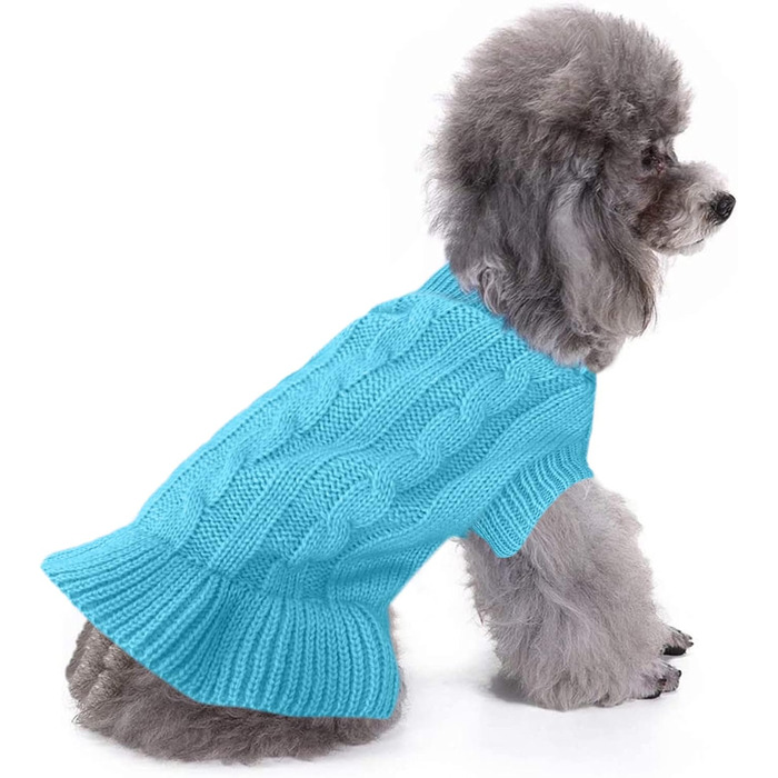 Светр для маленьких собак Chborchicen, в'язаний одяг для котів, теплий зимовий одяг для кошенят та цуценят, розмір XS, небесно-блакитний (X-Small, Одяг-Небесно-Блакитний)