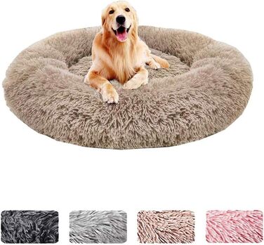 Кругле собаче ліжко ZINN, м'яке, миється, для великих собак, розмір M (діаметр 70 см), колір кавовий