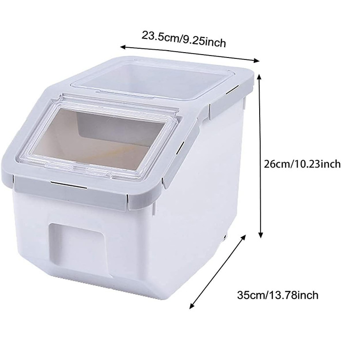 Контейнер для зберігання корму для тварин, контейнер для корму для собак зі шкребком, стікельний, 10 кг, з кришкою, сірий, розмір L (Cyan-Small)