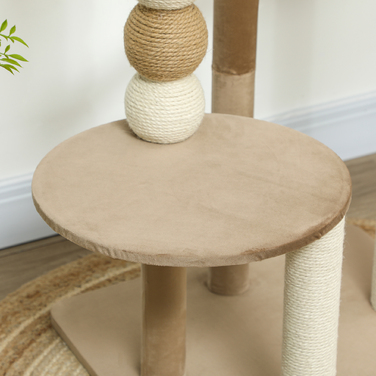 PawHut Cat Tree 86 см Cat Tree з платформою для стрибків, ліжко, ігровий м'яч, кігтеточка для кішок з джутовими кігтеточками, для кішок до 7 кг, кава | Аосом