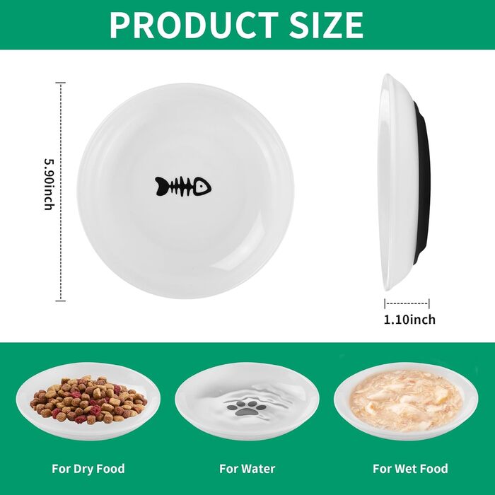 6 мисок для котів, керамічні миски для корму з неслизьким гумовим дном, діаметр 15 см, для котів та цуценят