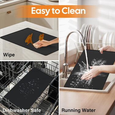 Килимок для годування собак та котів з силікону харчової якості, з високими бортиками, чорний (L)