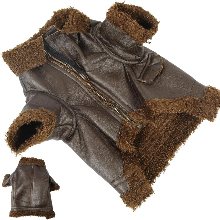 Шкіряна куртка для собак на зиму, тепла, для вулиці, для маленьких та середніх собак, для котів (M)