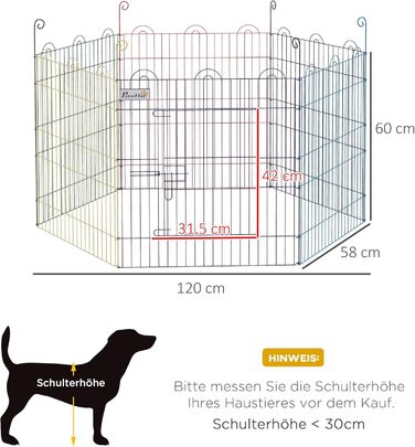 PawHut вольєр для цуценят, металевий, кольоровий, Ø120 x H60 см