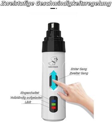 KELENO TrimNox Pro – Безшумний точило для кігтів собак, для безтурботного догляду. М'який та ефективний, портативний, з USB-зарядкою, з низькою вібрацією, білий