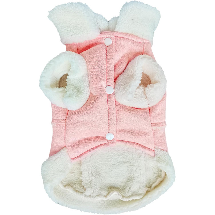 Теплий зимовий одяг для собак Jecikelon: рожевий, XS, з коміром-гетром, з підкладкою з флісу, з кільцем для повідка