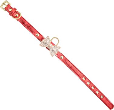 Шкіряне нашийник Lovpe з кільцем для маленьких собак/котів, регульований, розмір XS, рожевий (S, червоний)