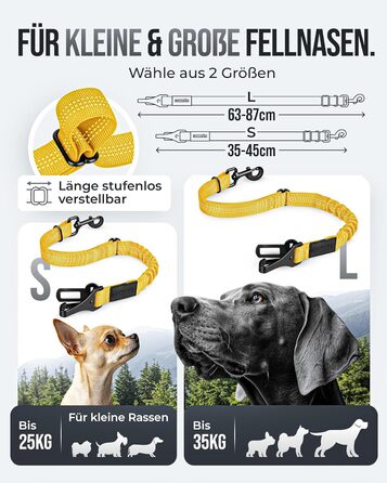 Автогурт для собак 'Argo' – регульований, з амортизацією та ISOFIX, для всіх порід (S, жовтий, 35-45 см)