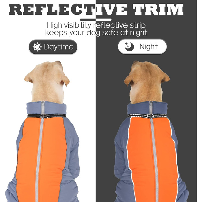 Зимовий теплий пуховик для собак, світловідбиваючий, вітронепроникний, з підкладкою з флісу, водонепроникна куртка для собак з блискавкою та кріпленням для шлейки, HazeBlue, 20