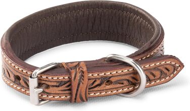 Стильний шкіряний нашийник для собак Джек Рассел від Abey: нашийник з буйволячої шкіри, вишуканий дизайн з різьбленням, м'яка підкладка (S, 26-34 см)