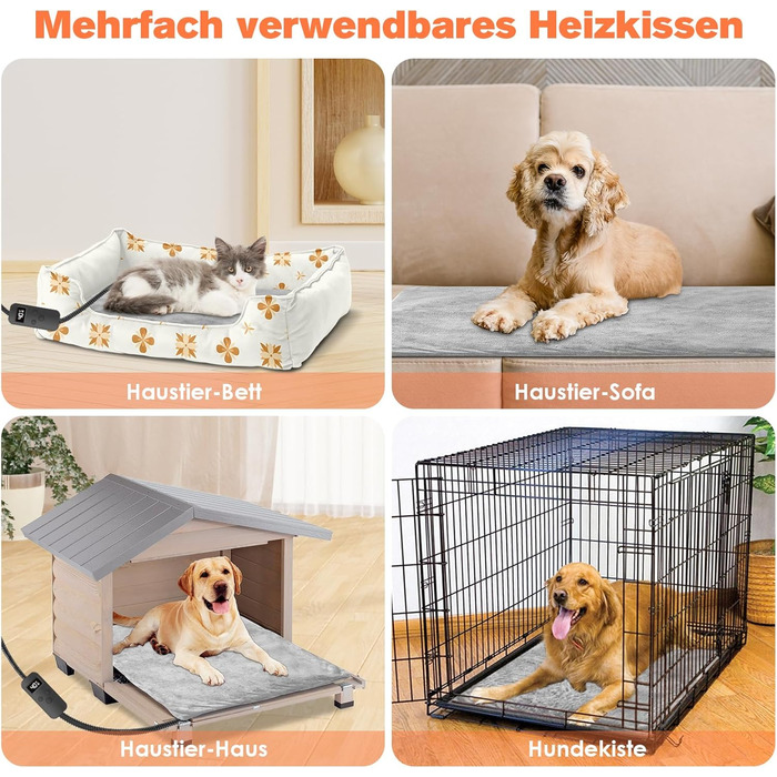 Електричний килимок для обігріву домашніх тварин (котів, собак) з регулюванням температури та таймером, розмір L (70x45 см)