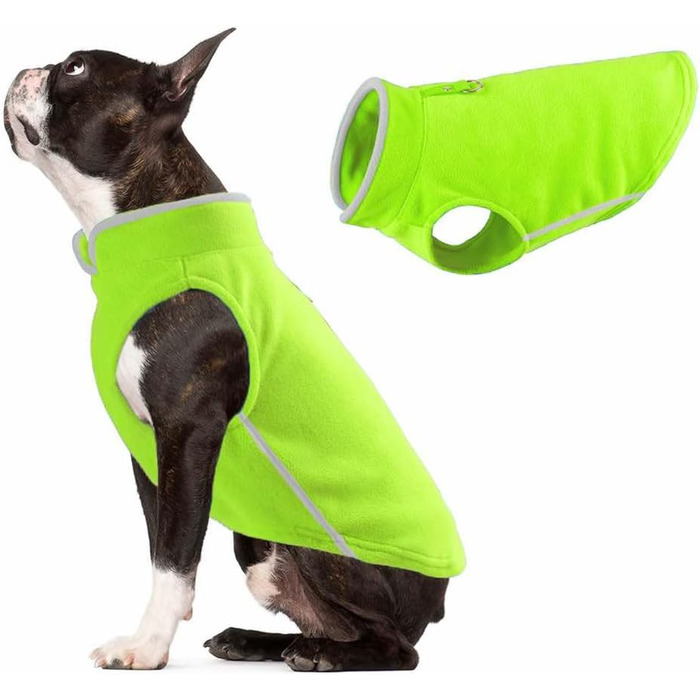 Тепла жилетка для собак та котів Jacko & Co з кільцем для повідка – м'яка, легка, дихаюча (XS, ліно-зелений)