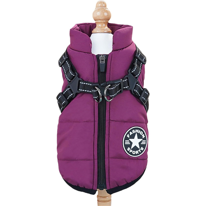 Зимовий одяг для собак, тепла куртка 3-в-1, водонепроникна, вітронепроникна, куртка для собак, для маленьких, середніх та великих собак, фіолетовий, розмір 5XL