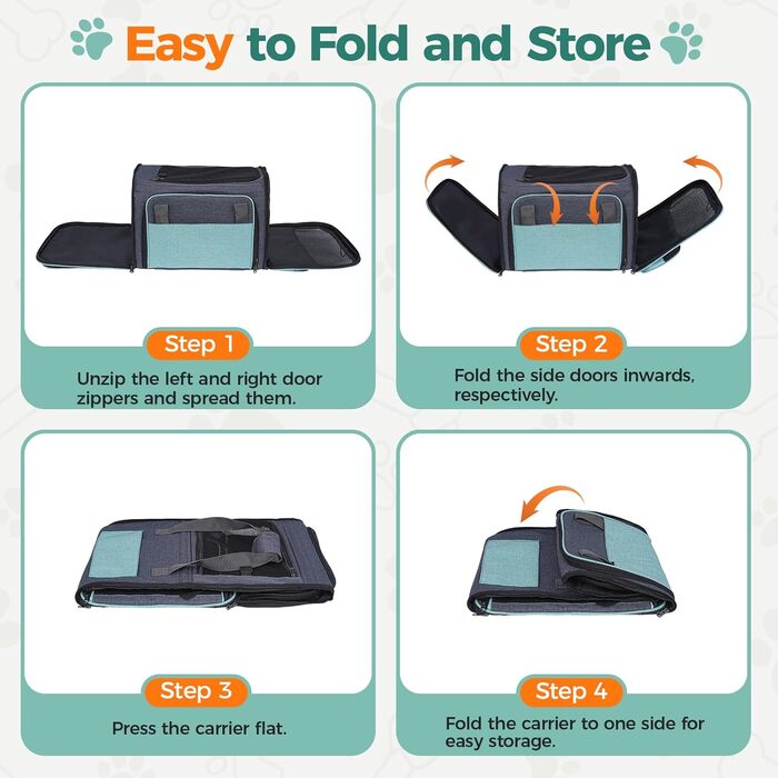 Betopet: Сумка-переноска для собак та котів, TSA-аппробована, розширювана, до 6,8 кг, 41,8 x 33 x 30,8 см