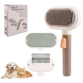 Універсальна щітка для котів та собак з довгим хутром, самоочисна, з нержавіючої сталі, для видалення шерсті та розплутування, з масажними щетинками, зняття шерсті одним натисканням