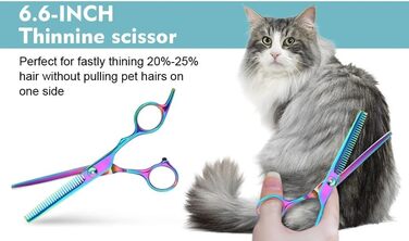 Набір професійних ножиць для собак 3 в 1 - фіолетовий. Ножиці для грумінгу собак, котів та інших тварин. Прямі, зубчасті та вигнуті ножиці в комплекті