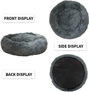 Кругле ліжко для собак та котів Nisrada, 70 см, зручне, м'яке, з неслизьким дном, сірий колір