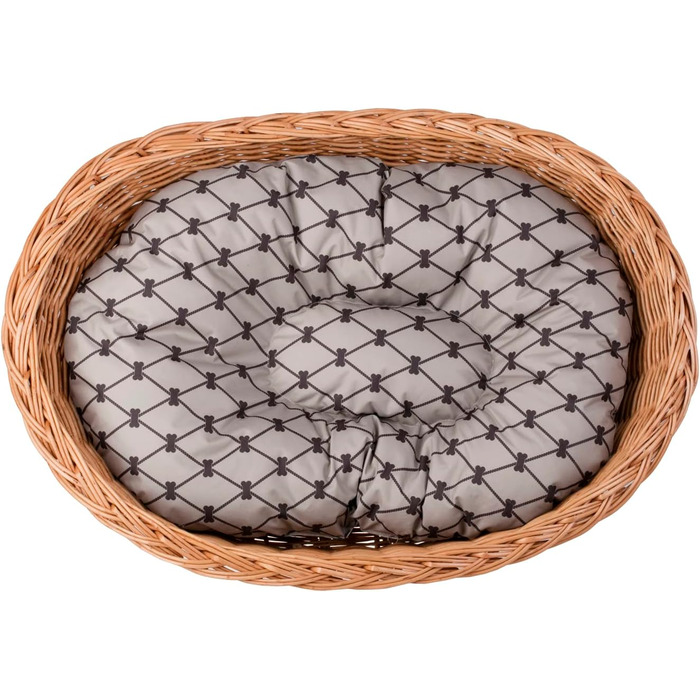 Корзина для тварин з плетіння лози e-wicker24: зручне ліжко для собак та котів (80x60x26 см, бежевий)